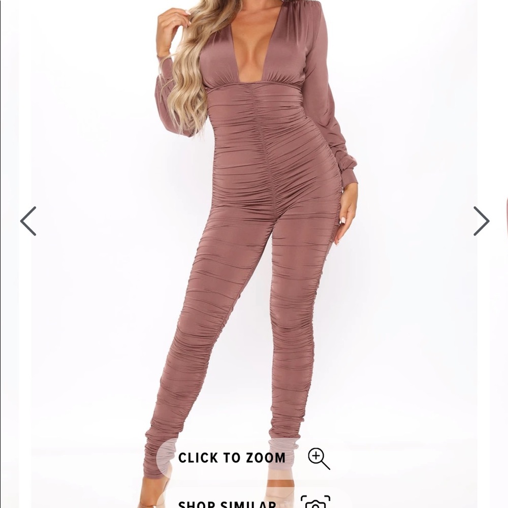 Fashion Nova “High on you” mocha jumpsuit - Picture 4 of 7